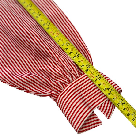 Evan-Picone Petites Vintage Red & White Striped Button-Up Long Sleeve Shirt Size - Picture 11 of 14